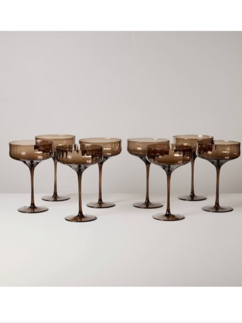 Hearth & Hand SET OF 8 12oz. Brown Coupe Glasses